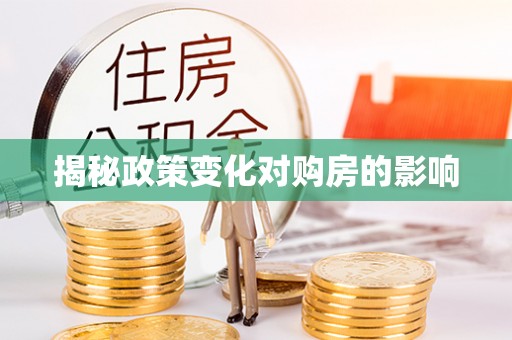 岑巩揭秘政策变化对购房的影响