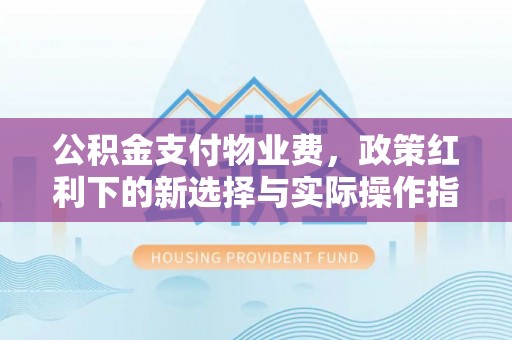 岑巩公积金支付物业费，政策红利下的新选择与实际操作指南